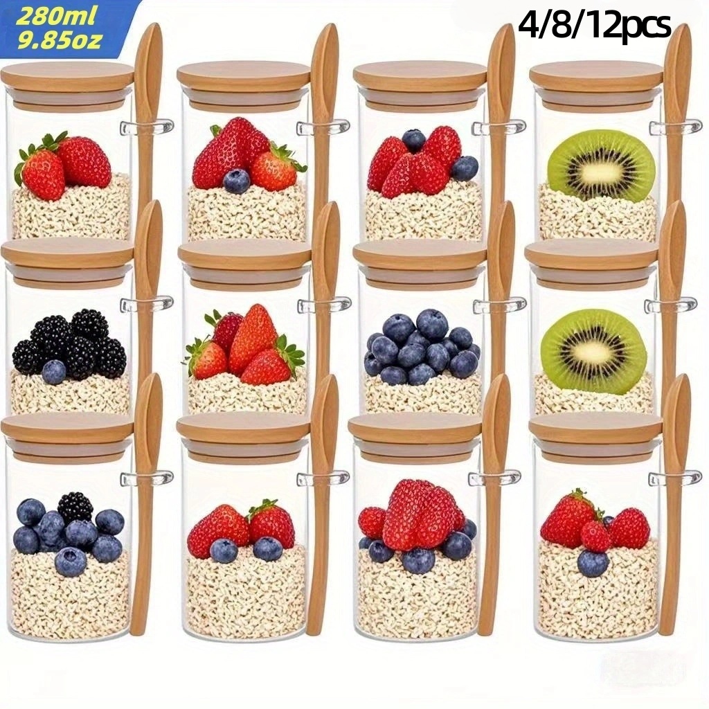 Meal Prep Yogurt Containers - Conjunto de 4/8/12 Copos de Aveia