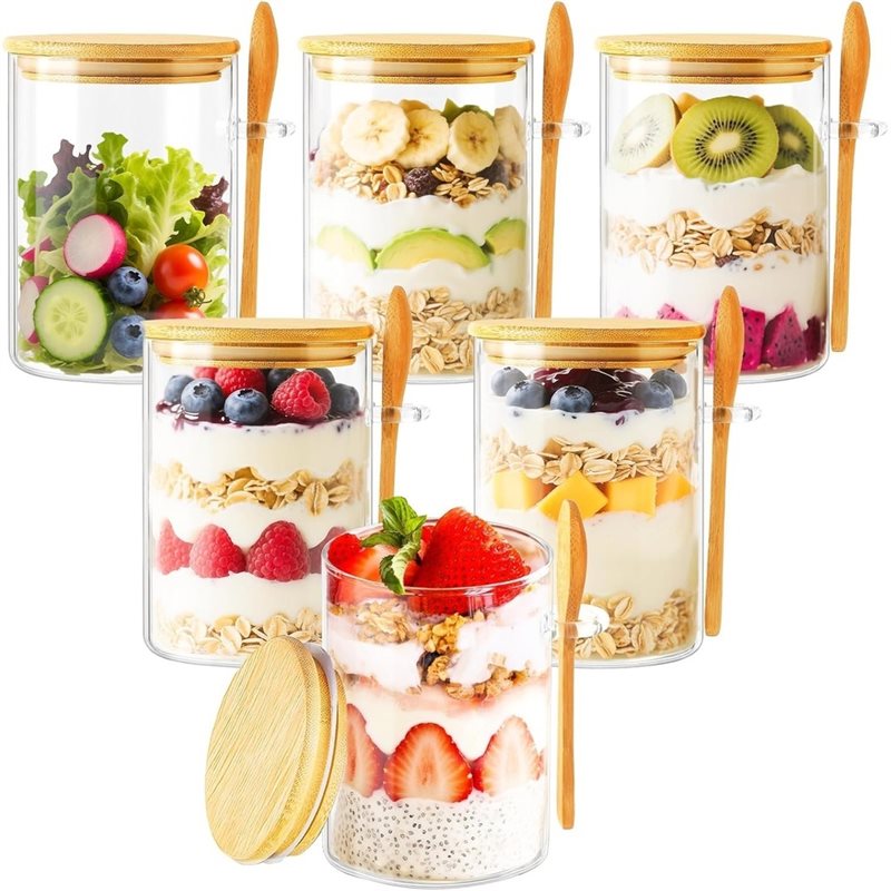 Overnight Oat Jar - Conjunto AB46-1 com 6 Peças: Pote