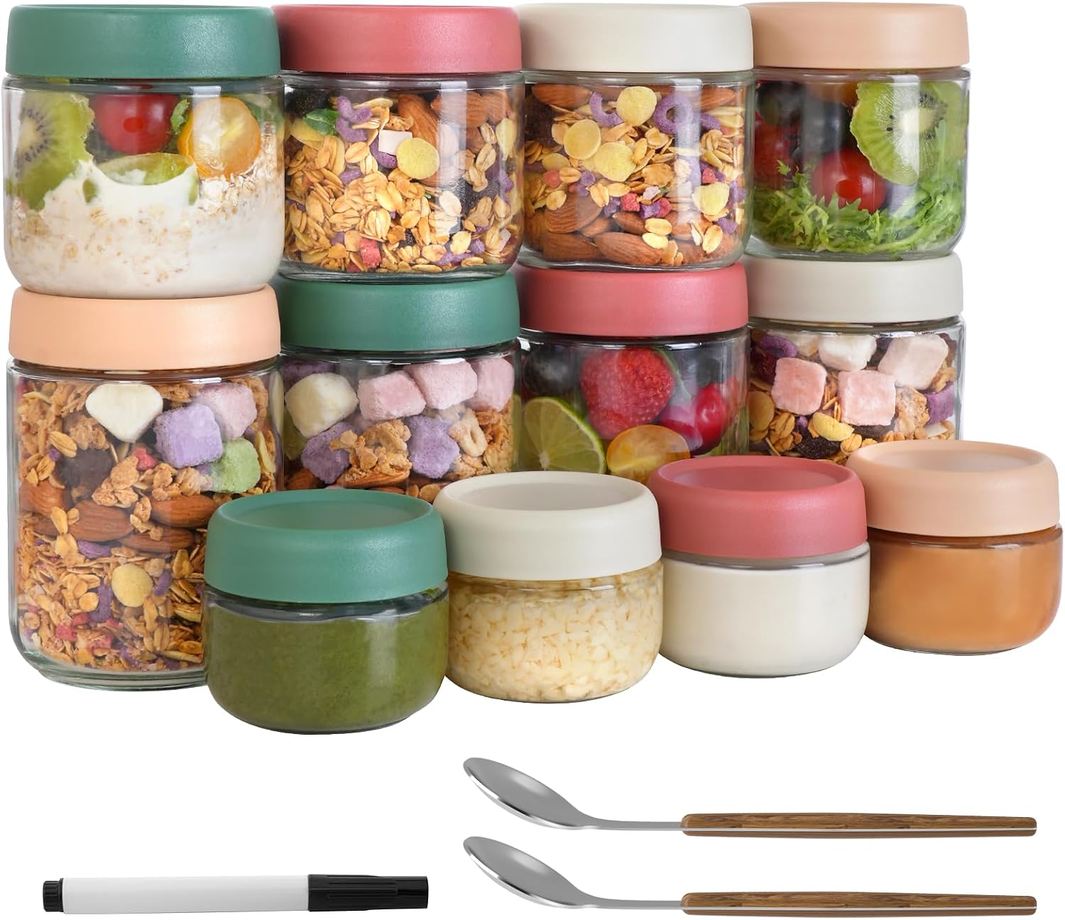 Overnight Oat Jar - Conjunto de 12 Potes para Overnight