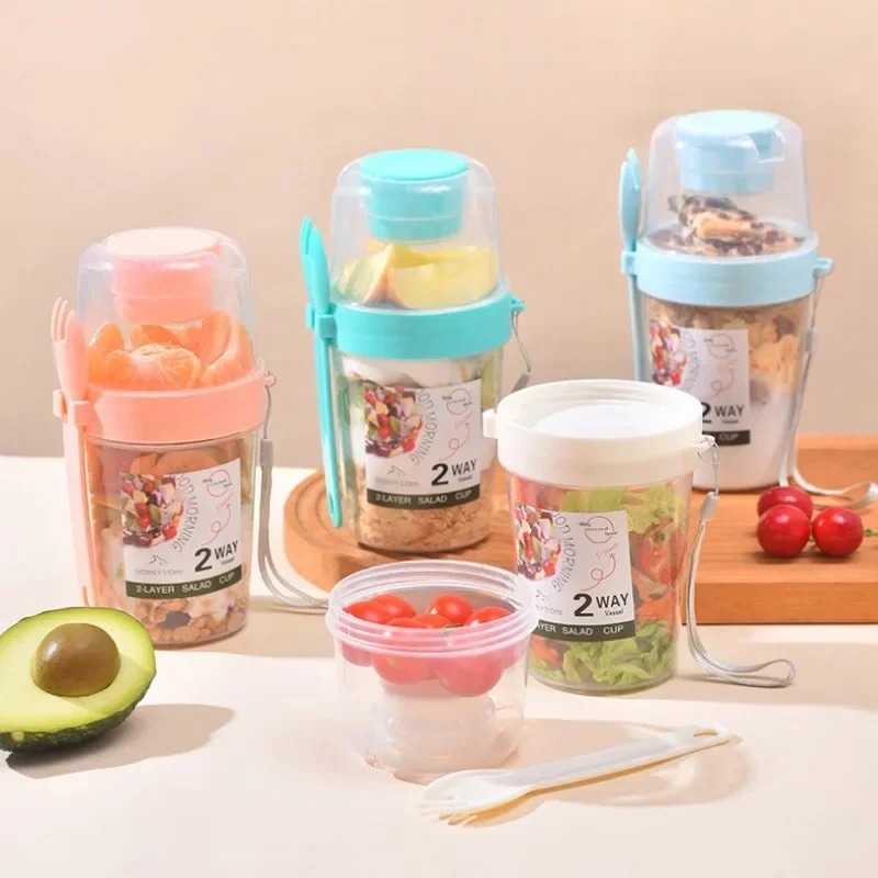 Meal Prep Yogurt Containers - Copo de salada portátil, copo duplo