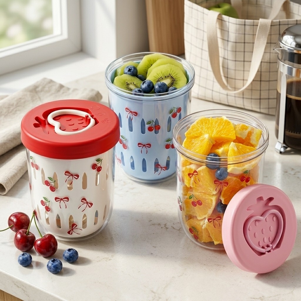 Meal Prep Yogurt Containers - Recipiente de Plástico para Salada com