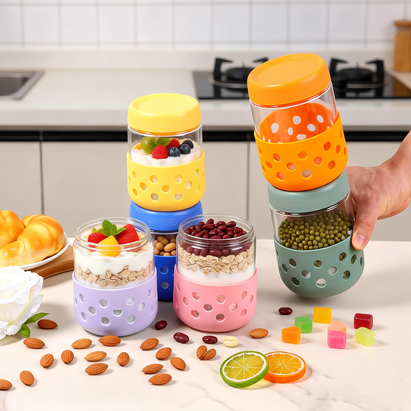 Pacote com 2/4/6 Frascos de Vi - Overnight Oat Jar avaliação e preço